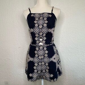 Free People Candice Romper Wrap Tie Black Cutout Open Back Sz 0 Spaghetti Strap